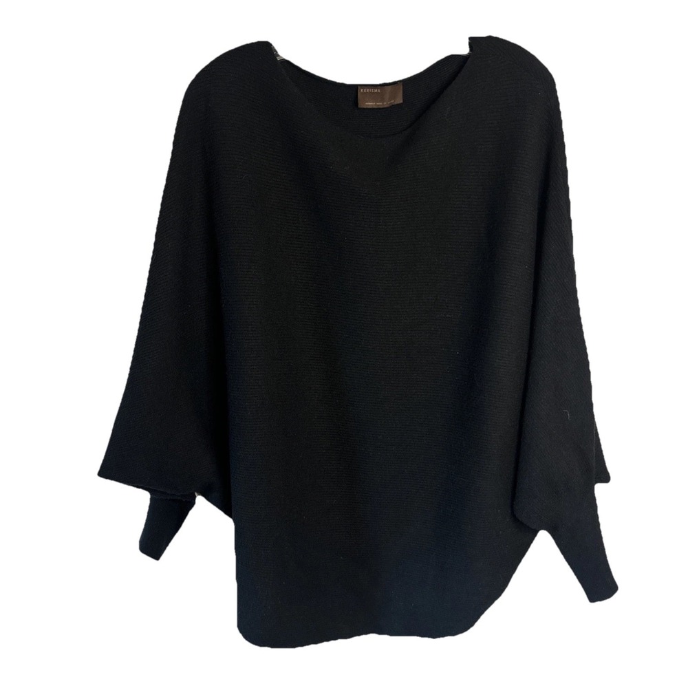 KERISMA‎ Black Boat Neck Batwing Sleeve Pullover Sweater Women's Top Size S M